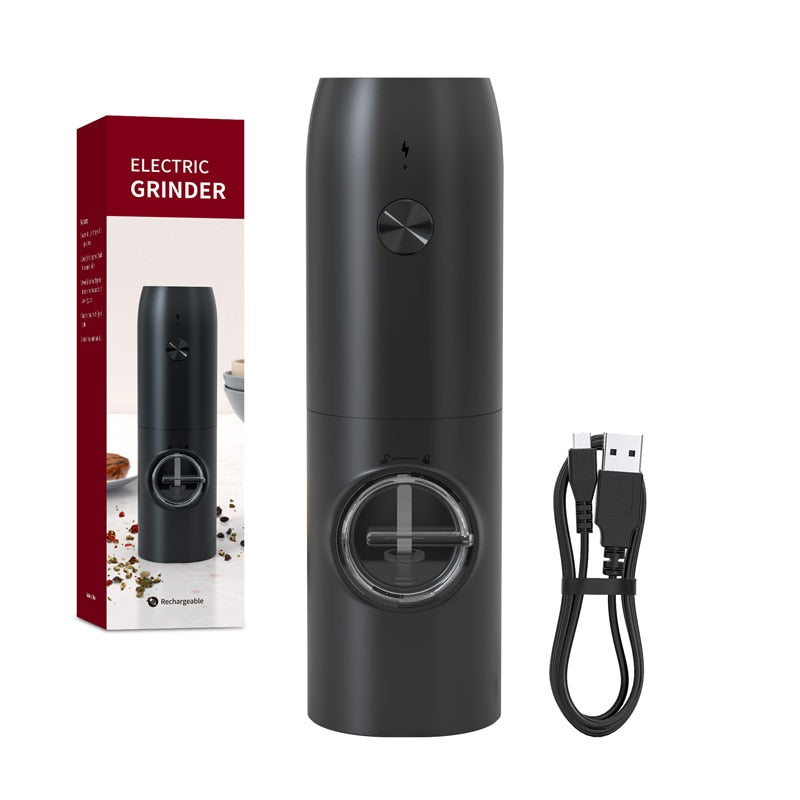 Rechargeable Salt Pepper Grinder Set USB Charging Base Adjustable Automatic Electric Spices LED One Hand Mill Kitchen Tools