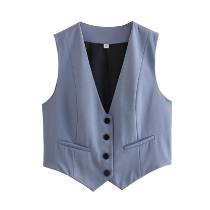SLTNX 2023 Fashion Women's Vest Summer Sleeveless Vests for Women Chic V-Neck Single-breasted Ladies White Waistcoat Tops New In