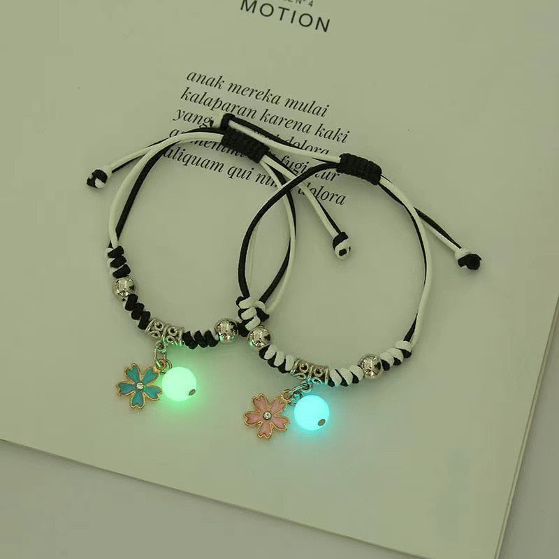 2023 Luminous Cat Star Moon Bracelet Couple Charm Handmade Adjustable Rope Matching Friend Bracelet Infinite Love Jewelry Gifts