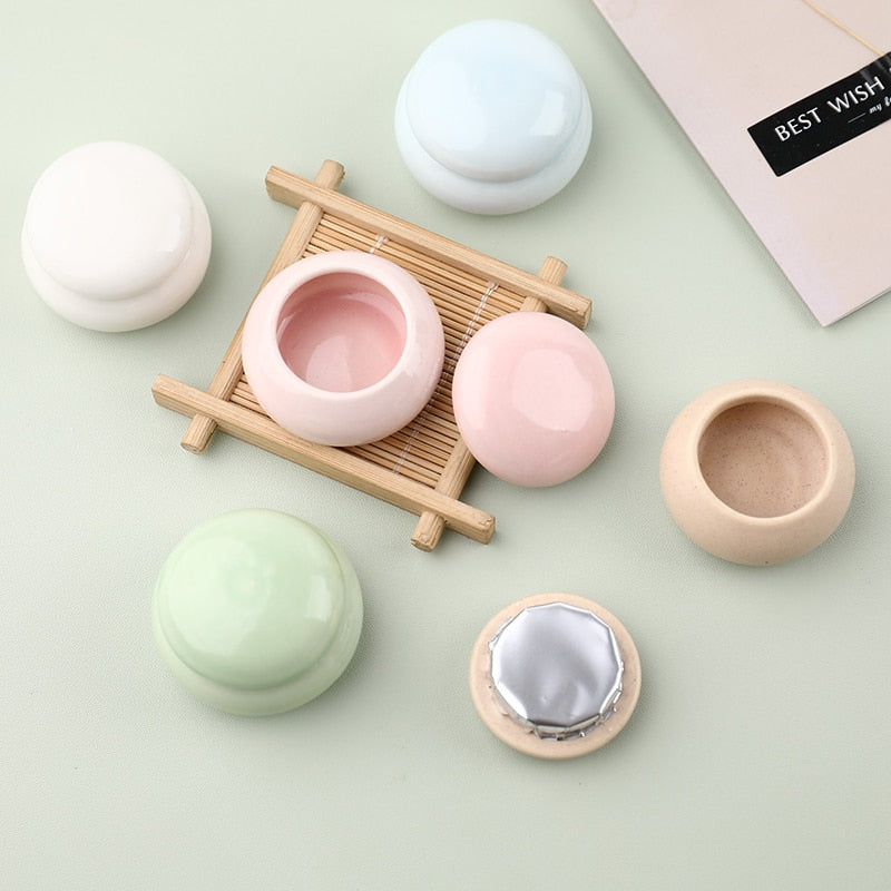 1Pcs Ceramics Nail Cup Acrylic Powder Liquid Brush Dappen Bowl Holder Container Equipment Nail Salon Tool With Wood Lid