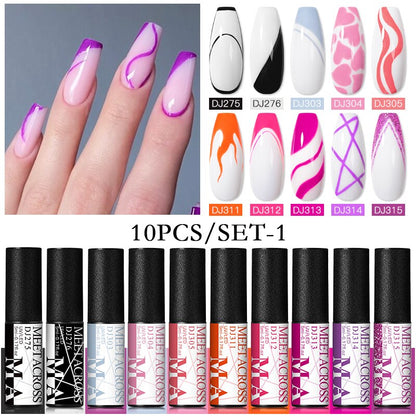 MEET ACROSS 6/12Pcs Nail Liner Gel Set Line Polish Gel Kit Nail Art Design For UV Paint Nail Drawing Polish DIY Painting Varnish