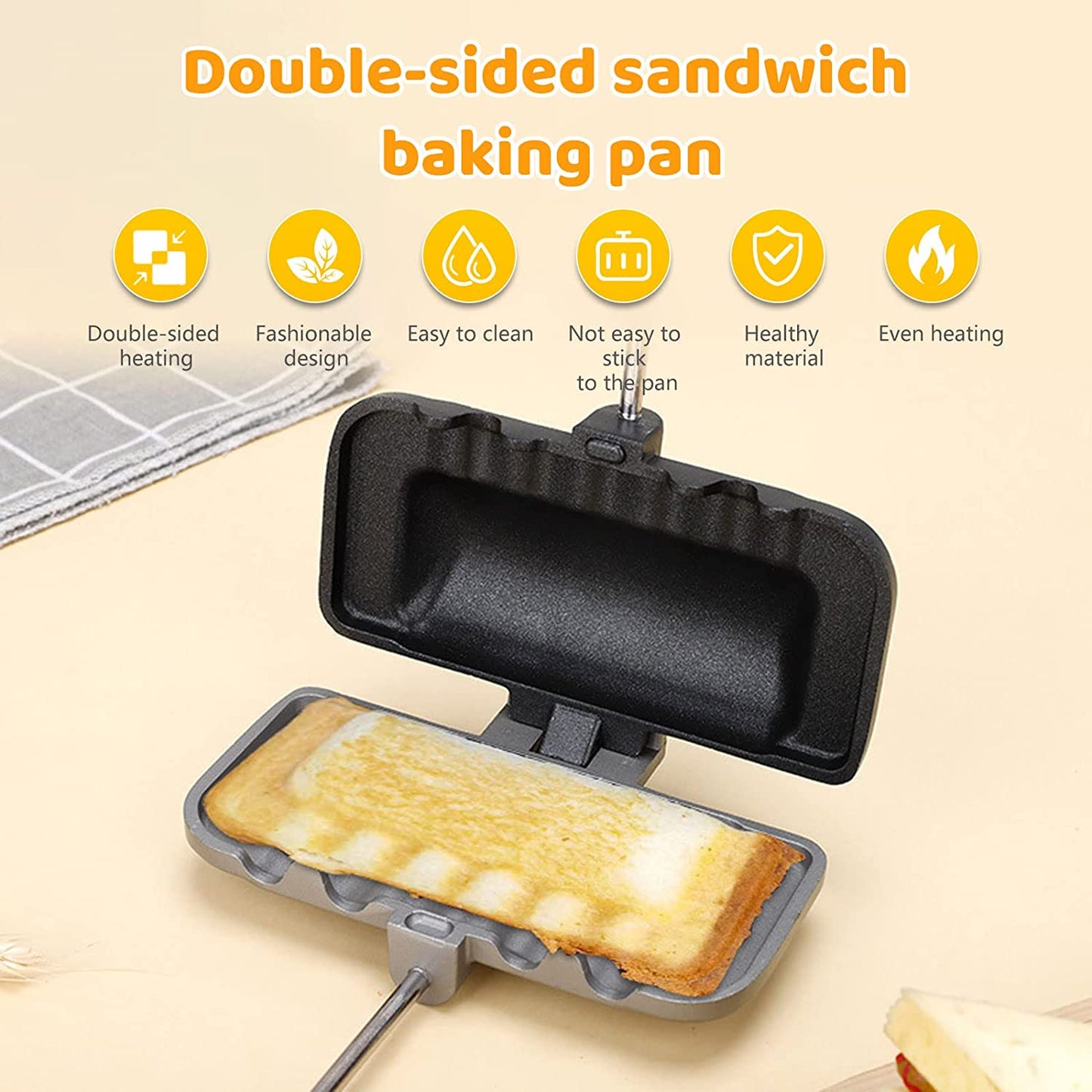 Sandwich Mold Food Grade Double-sided DIY Aluminum Alloy Gas Stove Sandwich Baking Pan Cooking Tool Kitchen Gadgets