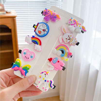 10PCS/Set New Cute Cartoon Unicorn Hair Clips for Girls Colorful Sweet Unicorn Hairpin Kids Barrette Hair Accessories for Girls