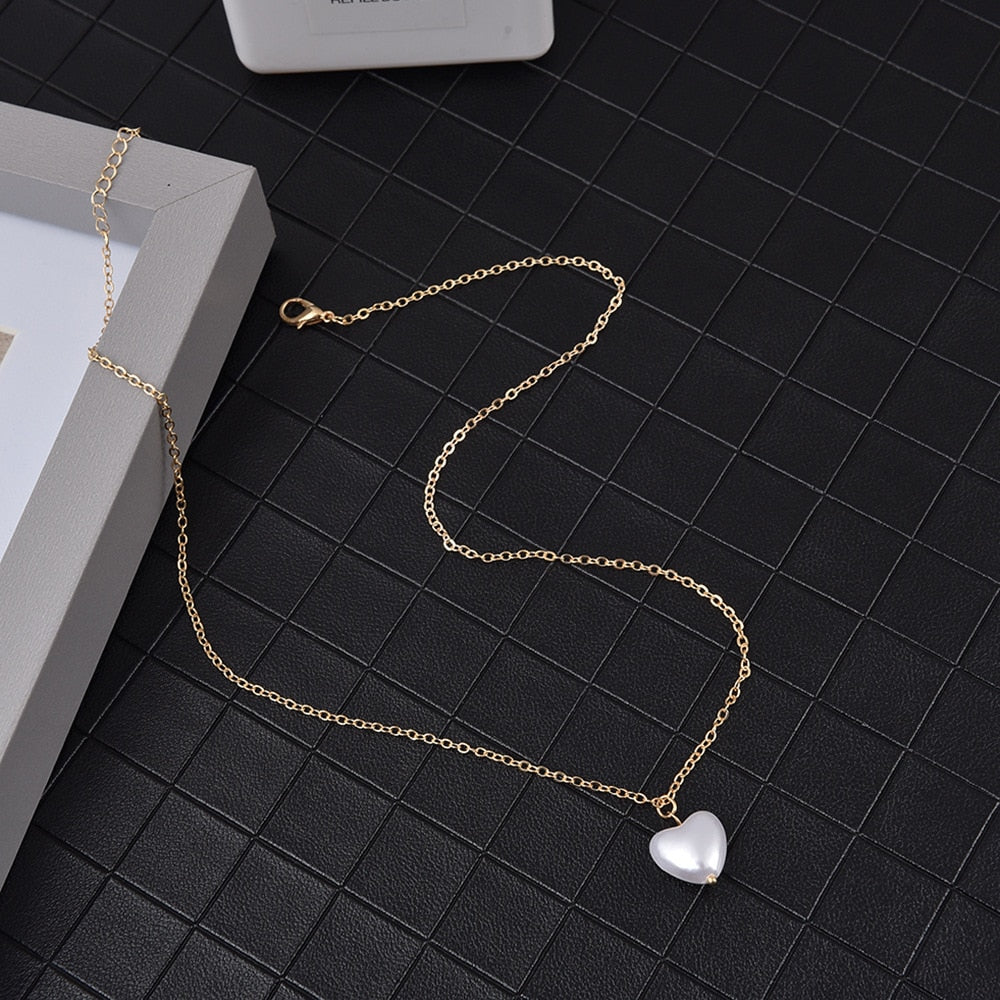 SUMENG 2023 New Beads Neck Chain Kpop Pearl Choker Necklace Gold Color Goth Chocker Jewelry On The Neck Pendant Collar For Women