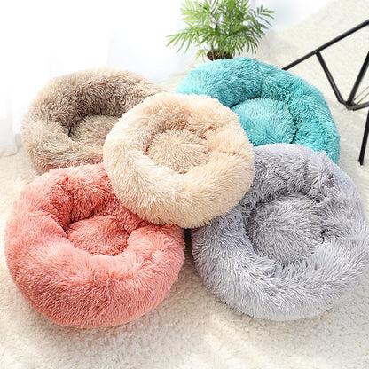 Soft Pet Dog Bed Long Plush Winter Cat Mat Dog Beds For Small Medium Large Dogs House Round Cushion Pet Product Accessories