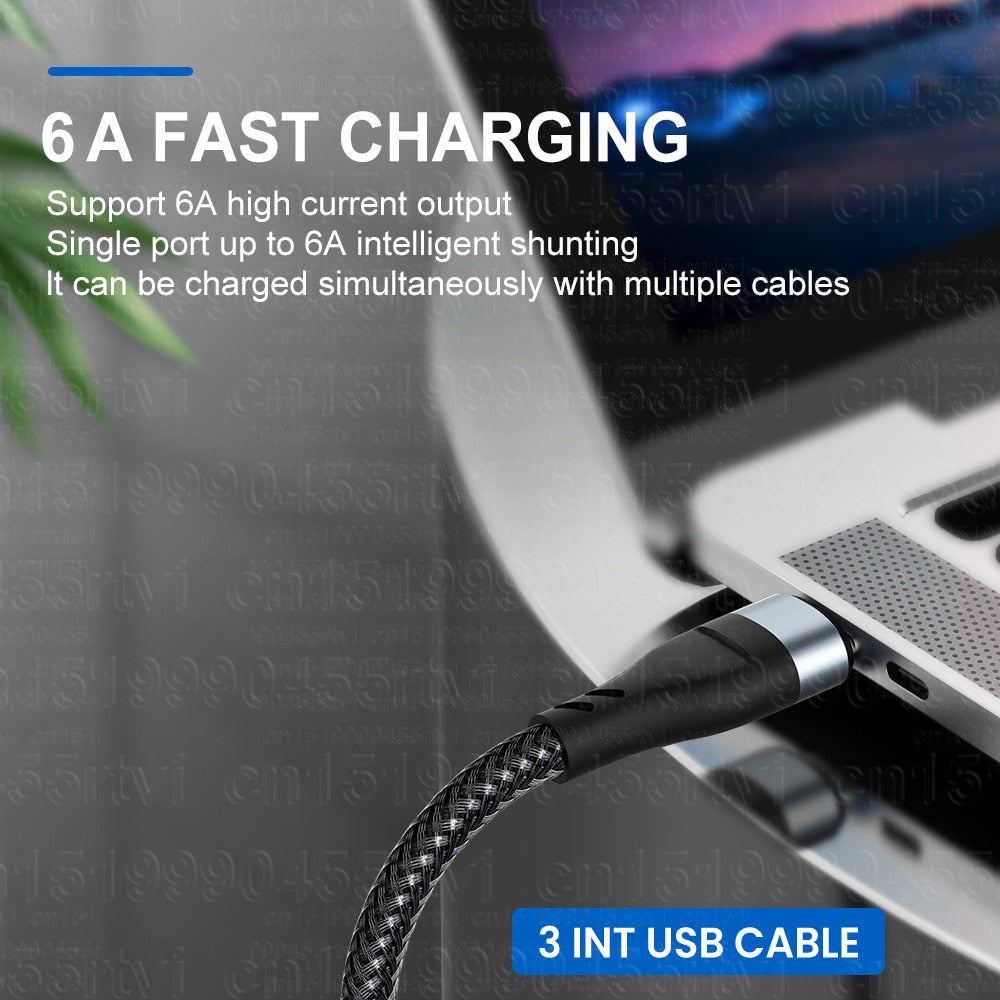 6A 3 in 1 SuperCharging Cable Micro USB Type-C Fast Charger Micro USB Type-C Data Cable For iPhone 14 13 Samsung Xiaomi Huawei