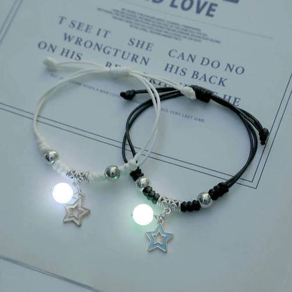 2023 Luminous Cat Star Moon Bracelet Couple Charm Handmade Adjustable Rope Matching Friend Bracelet Infinite Love Jewelry Gifts