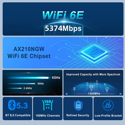 WiFi 6E Ax210 PCI Express Network Card Intel AX210NGW Bluetooth 5.3 Tri Band 2.4G/5G/6Ghz Wi-Fi 5 AC8265 Wireless Adapter for PC