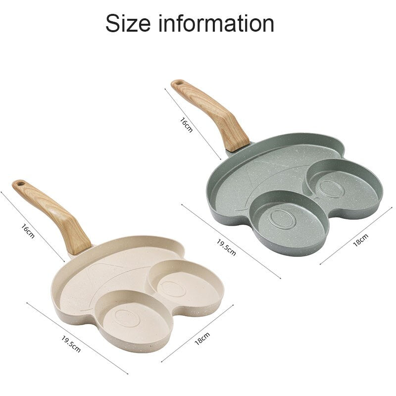 3-Cup Non Stick Egg Frying Pan Aluminum Pancake Egg Cooker Pan Cute Frog Shaped Fried Egg Pan Egg Skillet for Breakfast Cookware