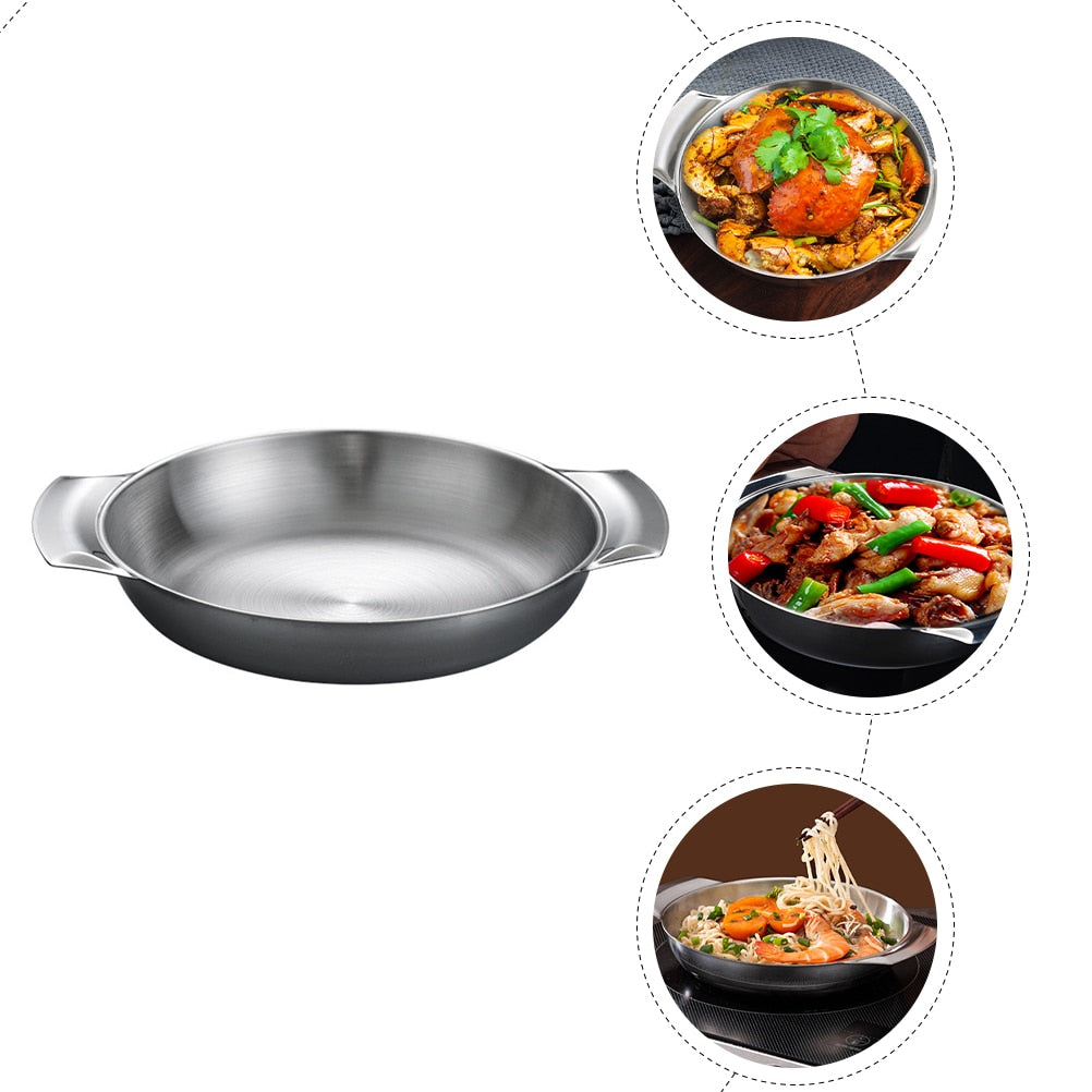 Stainless Steel Seafood Pot Multi-function Cooking Cookware Kitchen Double Handle Pan Household Hot Nonstick Frying Lid