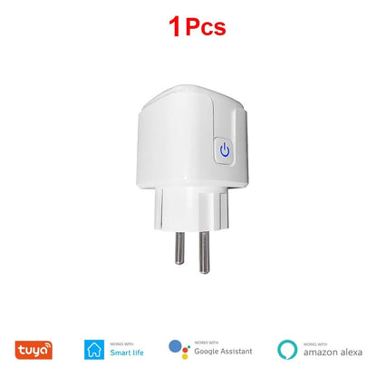 16A EU Smart Wifi Power Plug with Power Monitor Smart Home Wifi Wireless Socket Outlet Works with Alexa Google Home Tuya App