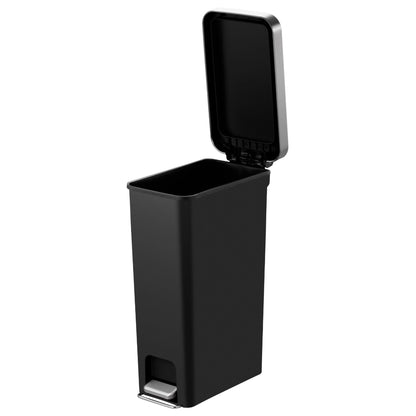 10.5-gal Plastic Slim Kitchen Step Trash Can, Black Trash Can Kitchen