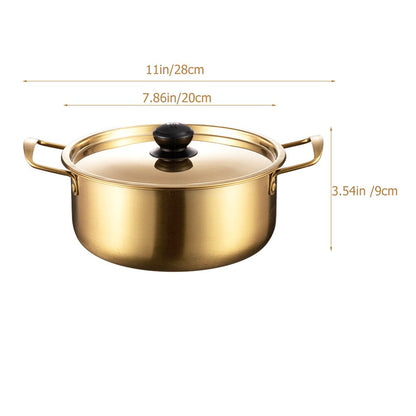 Instant Noodle Pot Kitchen Stainless Steel Cookware Soup Pots Cooking Large Pan Lid Korean Big