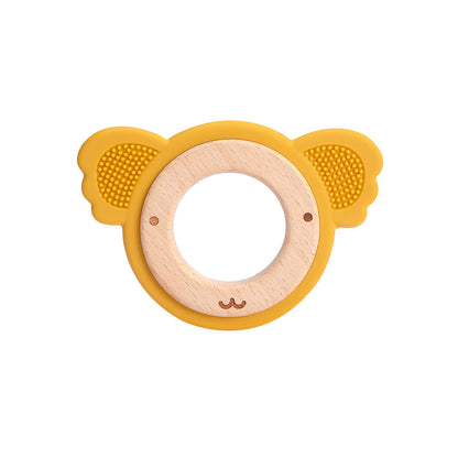 Let&#39;s Make Dinosaur Silicone Wood Ring Teether Cute Animal Nursing Pendant Accessories Teething Toys Chew Toy Teether For Teeth