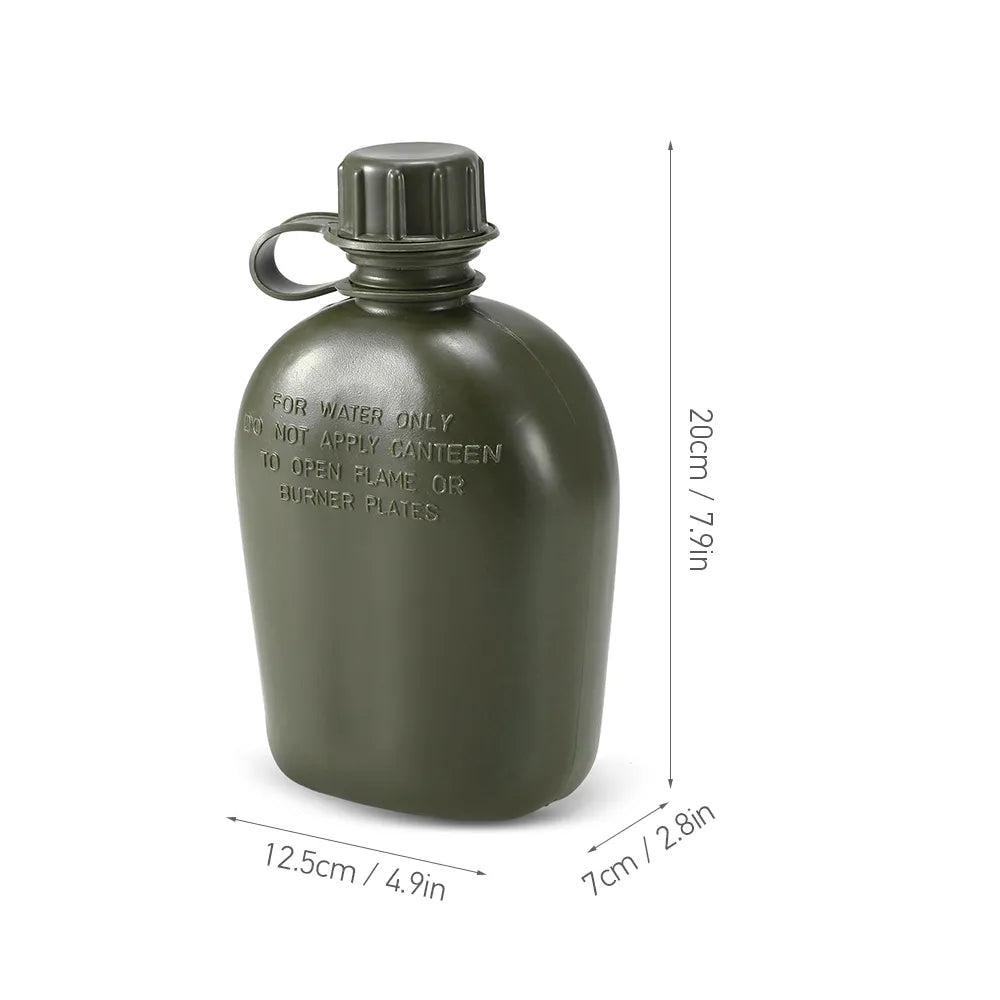 1L Outdoor Military Canteen Bottle Camping Hiking Backpacking Survival Water Bottle Kettle with Cover Sports Bottles