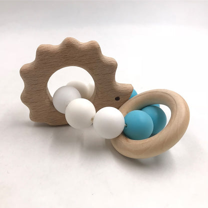 Wooden Baby Bracelet Animal Shaped Jewelry Teething For Baby Organic Wood Silicone Beads Baby Rattle Stroller Accessories Toys