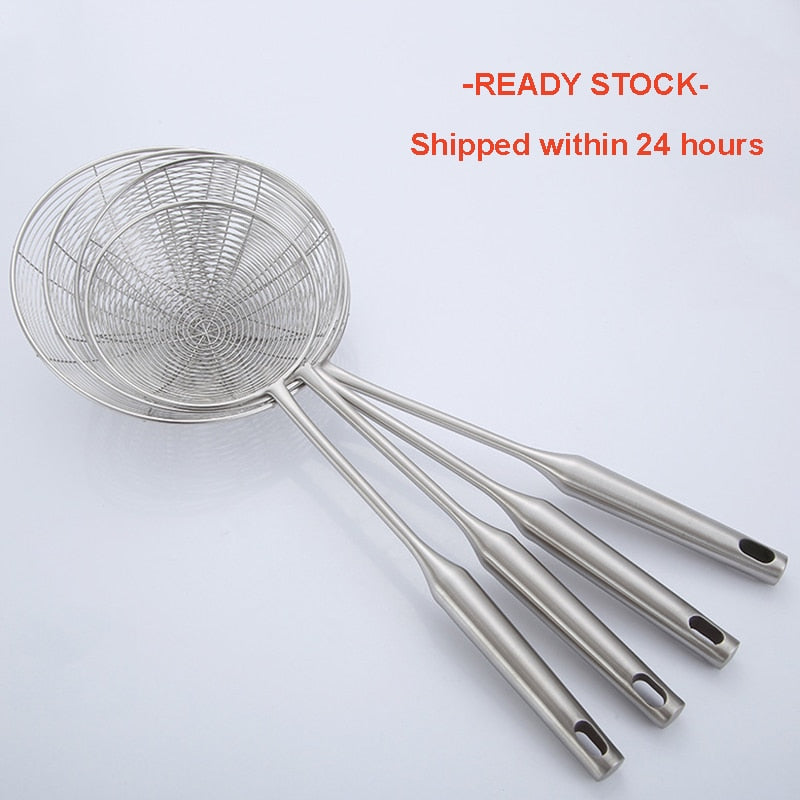 Premium 304 Stainless Steel Spider Mesh Strainer & Colander Ladle Skimmer Cooking Tool Kitchenware Heat-resistant