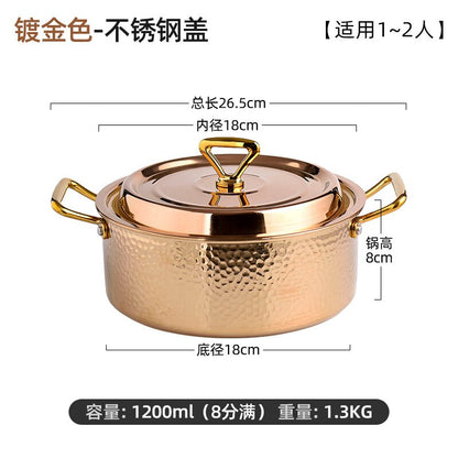 Thickened 304 Stainless Steel Deep Soup Pot Household Hot Pot Large-capacity Shabu-shabu Induction Cooker Gas Cooker