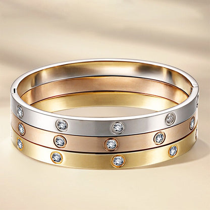 GD Luxury Brand 18K Crystal Bangle for Women Designer Jewelry Gold Plated 316L Stainless Steel Bracelets Wedding Party Gift