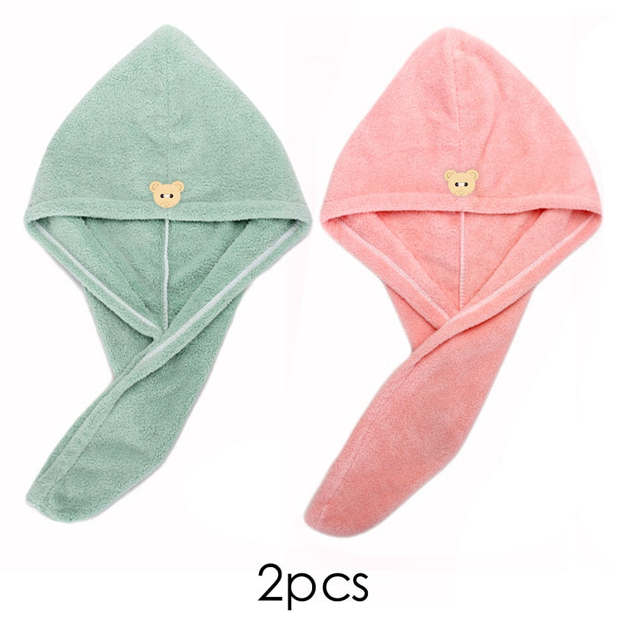 Quick-dry Hair Towel Women Hair Drying Hat Cap Hat Bath Hat Microfiber Solid Towel Cap Super Absorption Turban Hair Dry Cap