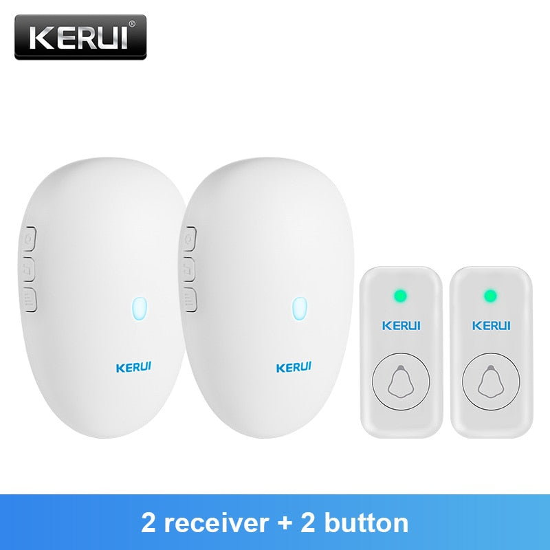 KERUI M521 Outdoor Wireless Doorbell Smart Home Security Welcome Chime Kit Door Bell Alarm LED Light Outdoor Button Battery