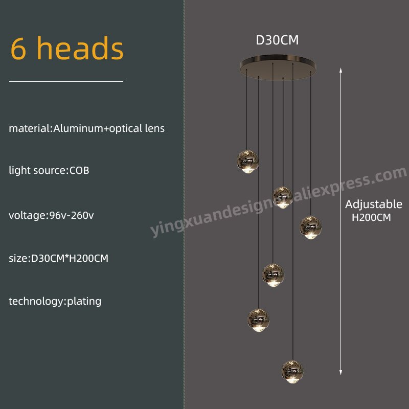 Nordic Minimalist Staircase Lighting Chandelier Living Room Suspended Ceiling Lamp Loft Lighting Circular Staircase Chandelier