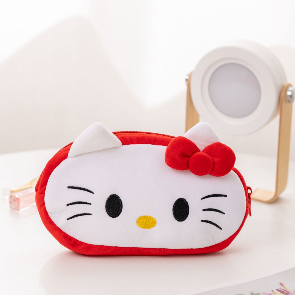 Sanrioed Hello Kitty Plush Pencil Case My Melody Cinnamoroll Purin Cartoon Storage Bag Large Capacity Makeup Bag Stationery Gift