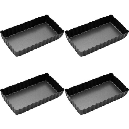 1/4/6Pcs Mini Tart Pan Set Rectangular Non-Stick 4 Inch Quiche Pan Loose Removable Bottom Tart Pan Pie Pizza Cake Mold Bakeware