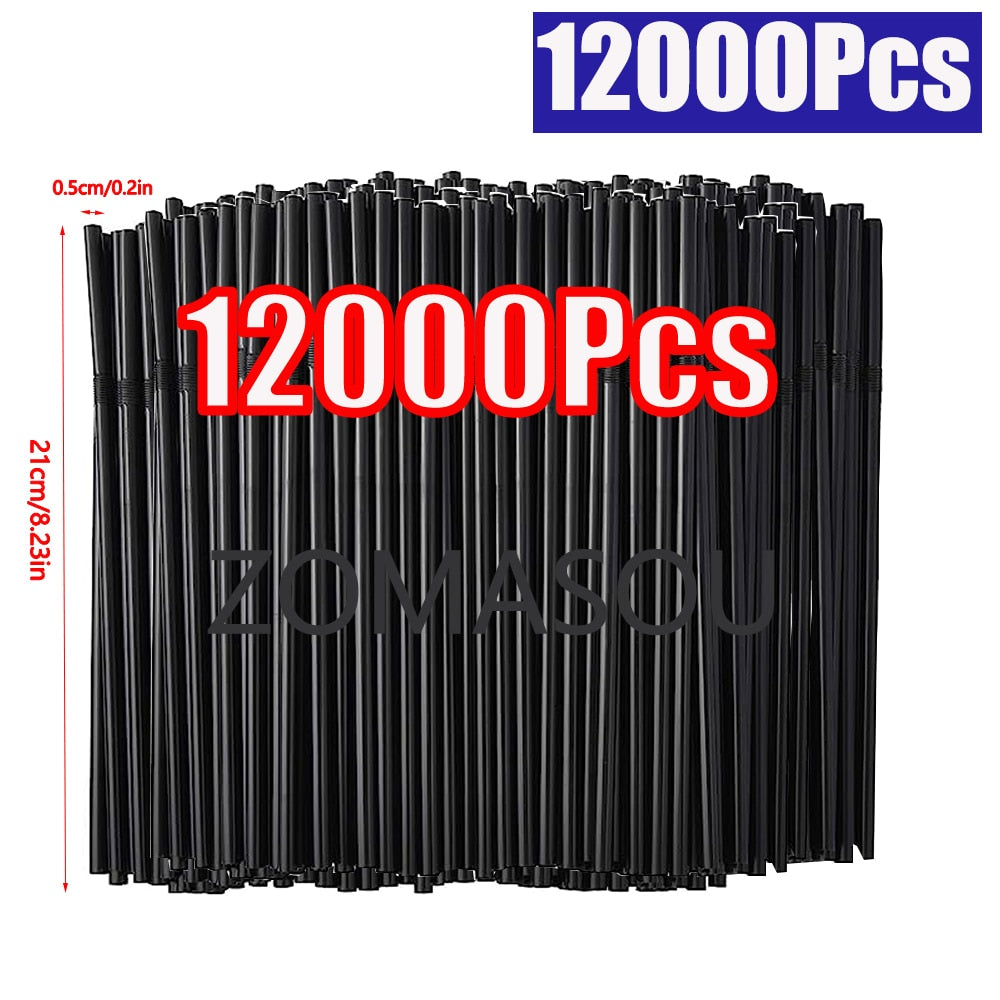 100/500/12000Pcs Multicolor Drinking Straws Rietjes Black Straw Cocktail Kitchen Wedding Bar Party Beverage Straws Accessories