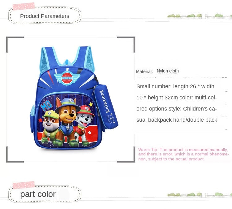 2021 New Paw Patrols Toy Cartoon School Backpack Cartoon Lighten Kindergarten Bag Chase Skye Marshall Figure Print for Kids 2-8Y