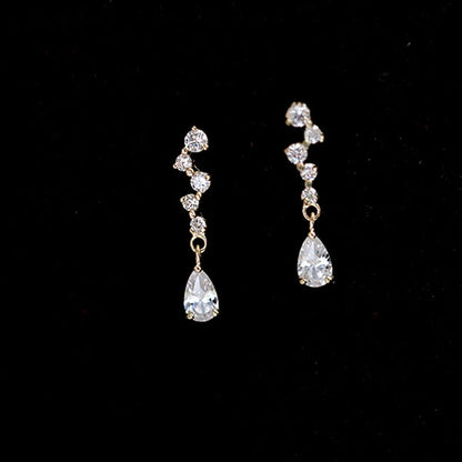 925 Silver Needle Simple Shiny Zircon Earrings Gold Plating Jewelry Crystal Stud Earrings Women