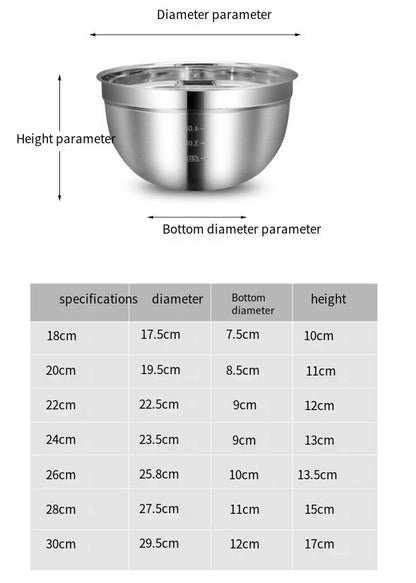 WePick BakingThickened 304 Cake Baking Bowl Stainless Steel Salad Bowl Multi-specification with Scale Egg Bowl Baking Supplies