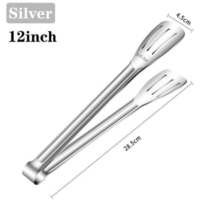 7/9/12inch 304 Stainless Steel Kitchen Tongs BBQ Clamp Grill Cooking Clamp Silicone Food Tong Kitchen Accessories