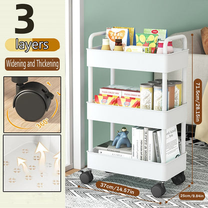 Mobile Storage Rack Trolley Kitchen Bathroom Bedroom Multi Storey Snacks Storage Rack with Wheels Organizer Home Accessories