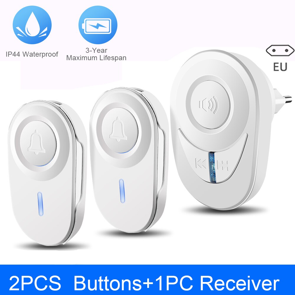 Elecpow Wireless Doorbell Outdoor Waterproof Smart Home Door Bell Elderly Emergency Call Reminder LED Flash Home Security Alarm