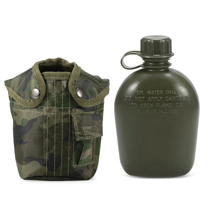 1L Outdoor Military Canteen Bottle Camping Hiking Backpacking Survival Water Bottle Kettle with Cover Sports Bottles