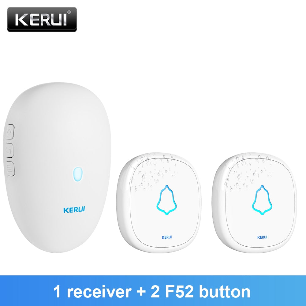 KERUI M521 Outdoor Wireless Doorbell Smart Home Security Welcome Chime Kit Door Bell Alarm LED Light Outdoor Button Battery