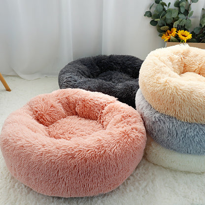 Soft Pet Dog Bed Long Plush Winter Cat Mat Dog Beds For Small Medium Large Dogs House Round Cushion Pet Product Accessories