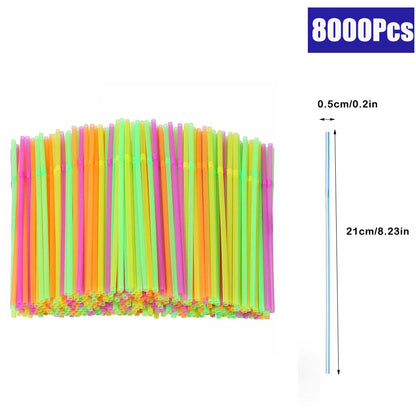 100/500/12000Pcs Multicolor Drinking Straws Rietjes Black Straw Cocktail Kitchen Wedding Bar Party Beverage Straws Accessories