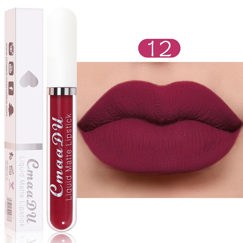 Sexy Long Lasting Velvet Matte Lip Gloss Liquid Lipstick Lip Makeup Women Beauty Red Nonstick Cup Waterproof Lip Gloss YZL2