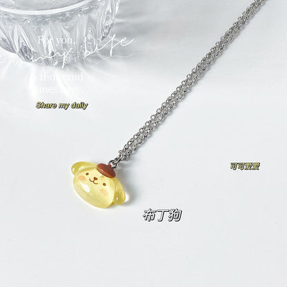 Lovely Cartoon Hellokitty Sanrio Anime Kids Chain Necklaces Cute Hollowed Kitty Crystal Necklace for Women Girls Birthday Gift