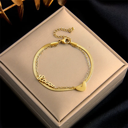 DIEYURO 316L Stainless Steel Fashion Link Chain Bangle Bracelet for Women Exquisite Gold Color Bracelet Jewelry Girl Gift брелок