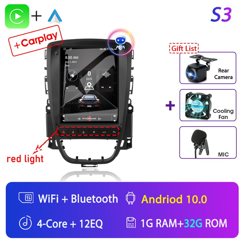 Android 11 Car Radio for Opel Astra Vauxhall Buick Verano 2009-2015 Multimedia Video 2Din Head Unit Carplay Stereo Speaker Audio