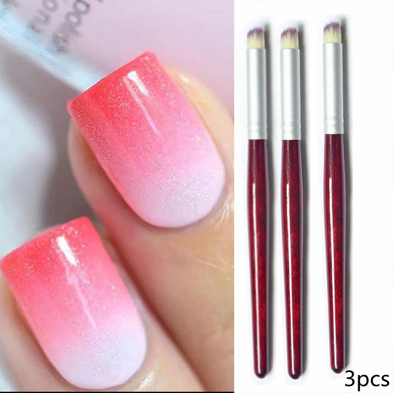 1PC Gradient Nail Brush Ombre Art Brushes For Manicure Uv Gel Polish Draw Paint Pen New Beauty Nail Tools Set