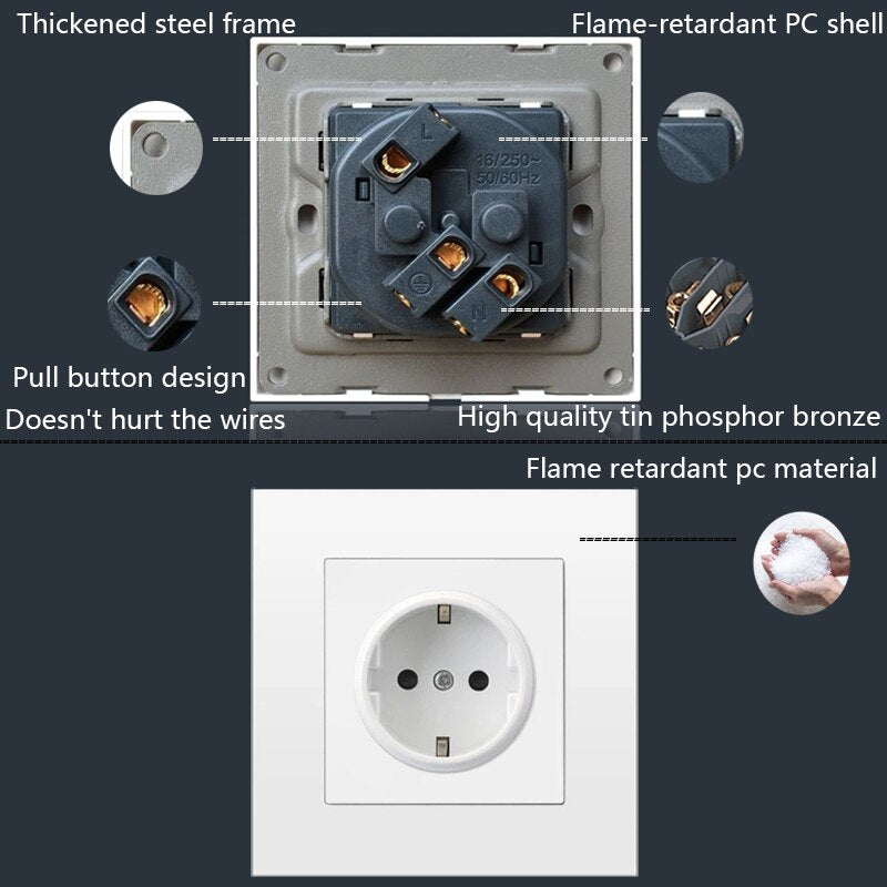 Depoguye Wall Type Dual USB Power Socket 2.1A, Electrical Socket Wall Plug with Usb, 16A 220V Outlet, German EU Standard Socket