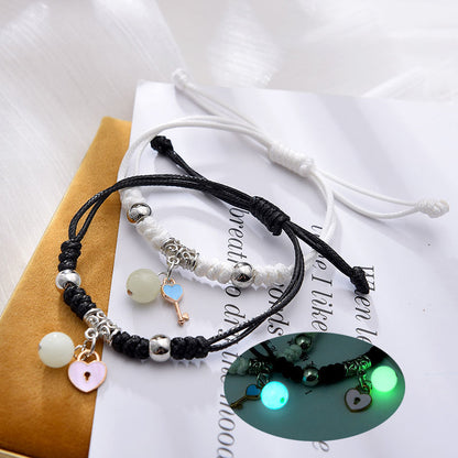 2023 Luminous Cat Star Moon Bracelet Couple Charm Handmade Adjustable Rope Matching Friend Bracelet Infinite Love Jewelry Gifts