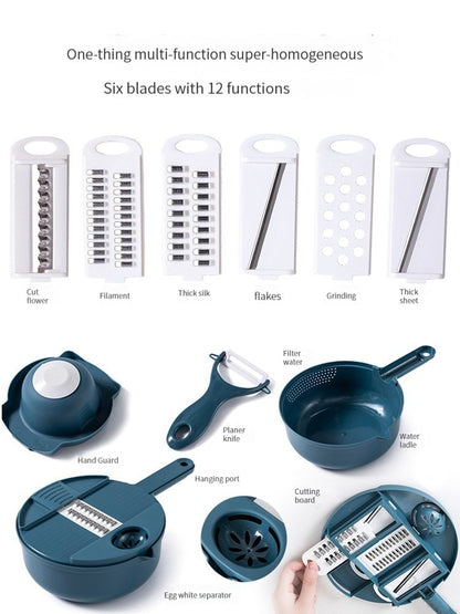 12pcs/lot Kitchen Multifunctional Salad Utensils Vegetable Chopper Carrot Potato Manual Shredder Kitchen Cooking Vegetable Tools