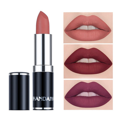 Handaiyan Sexy Nude Red Brown Purple Lipgloss Matte Lip Gloss Velvety Lipstick Matte Waterproof Makeup Long Lasting Cosmetic