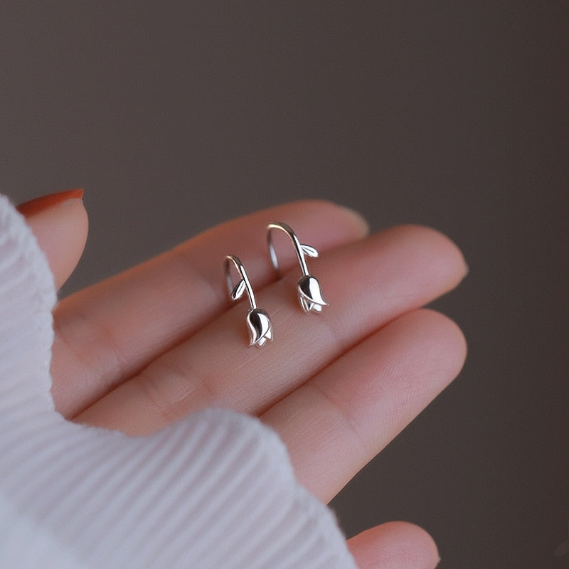 925 Silver Needle Simple Shiny Zircon Earrings Gold Plating Jewelry Crystal Stud Earrings Women