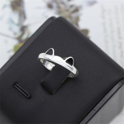 Cat Ear Finger Rings Open Design Cute Footprints Fashion Jewelry Ring For Women Young Girl Child Gift Adjustable Animal Ring